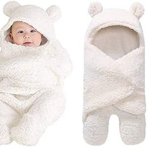 NWT XMWEALTHY Newborn Baby Plush Swaddle Blankets White 0-6m